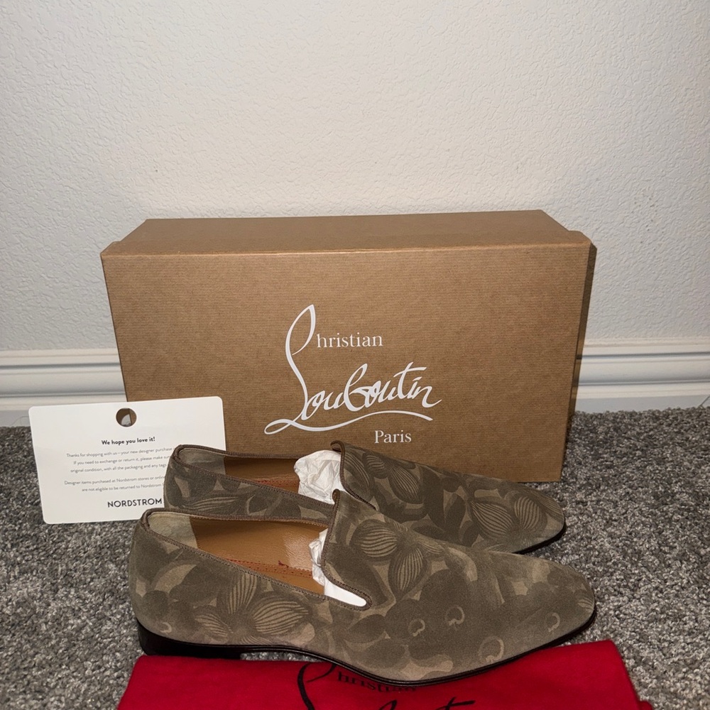 Christian Louboutin Floral Tan Loafers